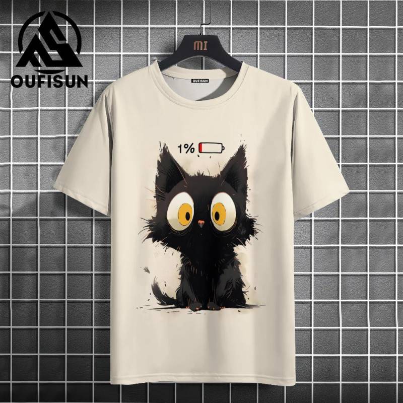 Sommer Herren T-Shirt Tier Niedlich Katzendruck Rundhals Kurzarm T-Shirt Street Trend Tops Übergroße Männerkleidung T-Shirt Für Männer S von Joom DACH