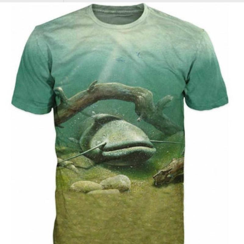 Sommer Herren T-Shirt mit 3D-Fisch-Aufdruck, Outdoor, Freizeit, Angeln, schnell trocknend, atmungsaktiv, übergroß, XXS-6XL, kurzärmeliges T-Shirt L von Joom DACH