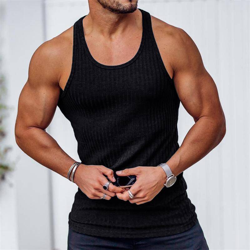 Sommer Herren Weste Gym Top ärmelloses Shirt Fitness Sport Weste L schwarz von Joom DACH