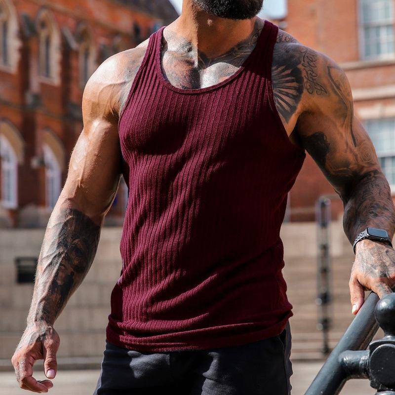 Sommer Herren Weste Gym Top ärmelloses Shirt Fitness Sport Weste L lila rot von Joom DACH