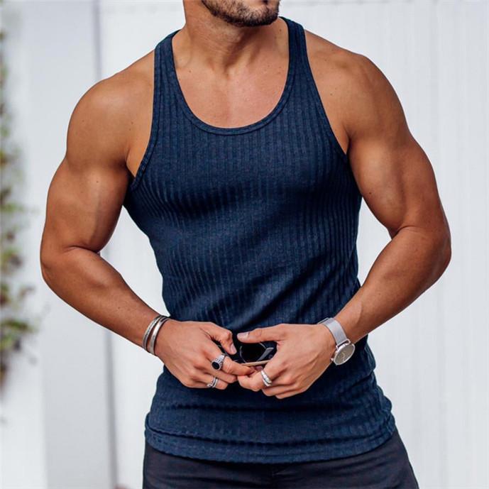 Sommer Herren Weste Gym Top ärmelloses Shirt Fitness Sport Weste M navy blau von Joom DACH