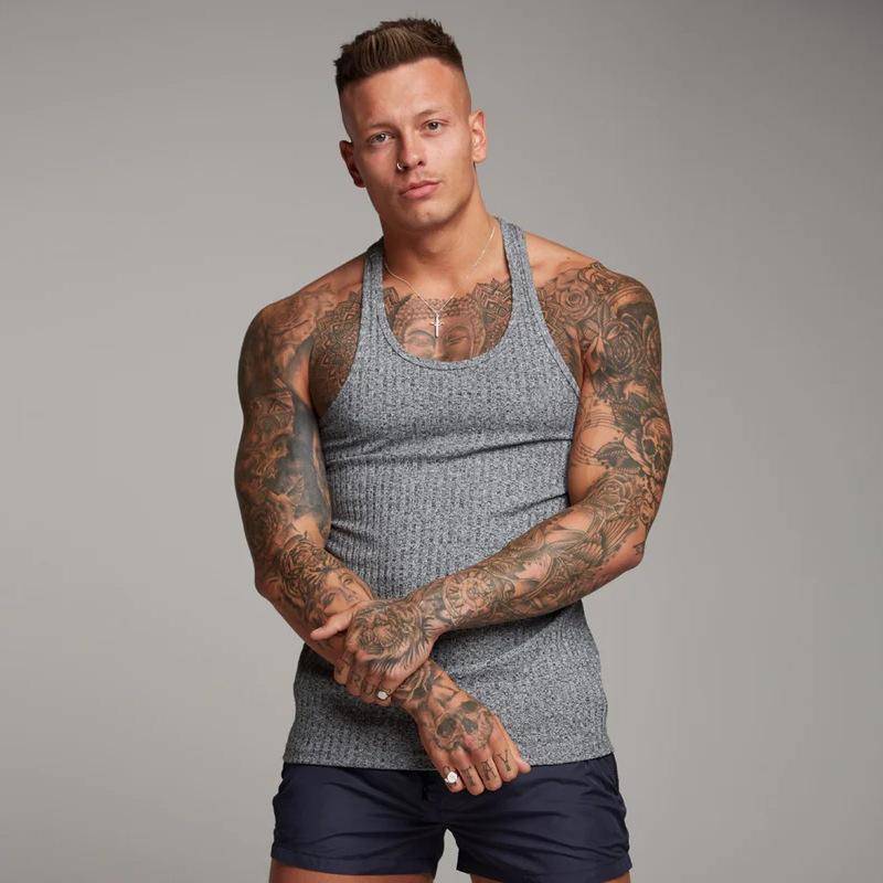 Sommer Herren Weste Gym Top ärmelloses Shirt Fitness Sport Weste M licht grau von Joom DACH