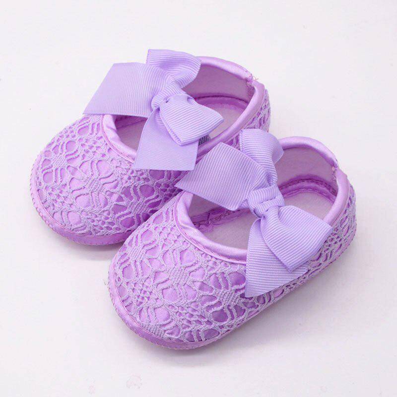 Sommer Hohl Neugeborenen Baby Schuhe Nette Bögen Infant Mädchen Schuhe Erste Wanderer Nicht-Slip Booties Schuhe 0-6M violett von Joom DACH