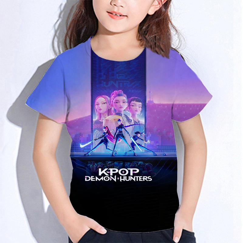 Sommer Huntrix Girl Kpop T-Shirts Kinder Dämonenjäger T-Shirt Zoey Rumi Mira Jungen Mädchen Kurzarm Tops Locker O-Ausschnitt Kinderkleidung 110 braun von Joom DACH