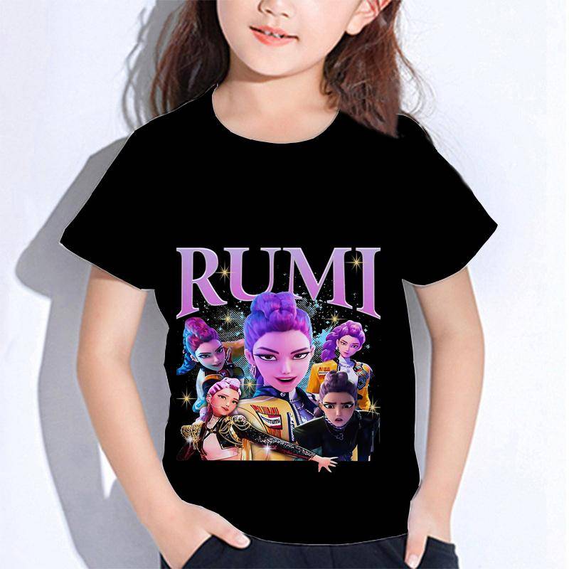 Sommer Huntrix Girl Kpop T-Shirts Kinder Dämonenjäger T-Shirt Zoey Rumi Mira Jungen Mädchen Kurzarm Tops Locker O-Ausschnitt Kinderkleidung 120 rot von Joom DACH