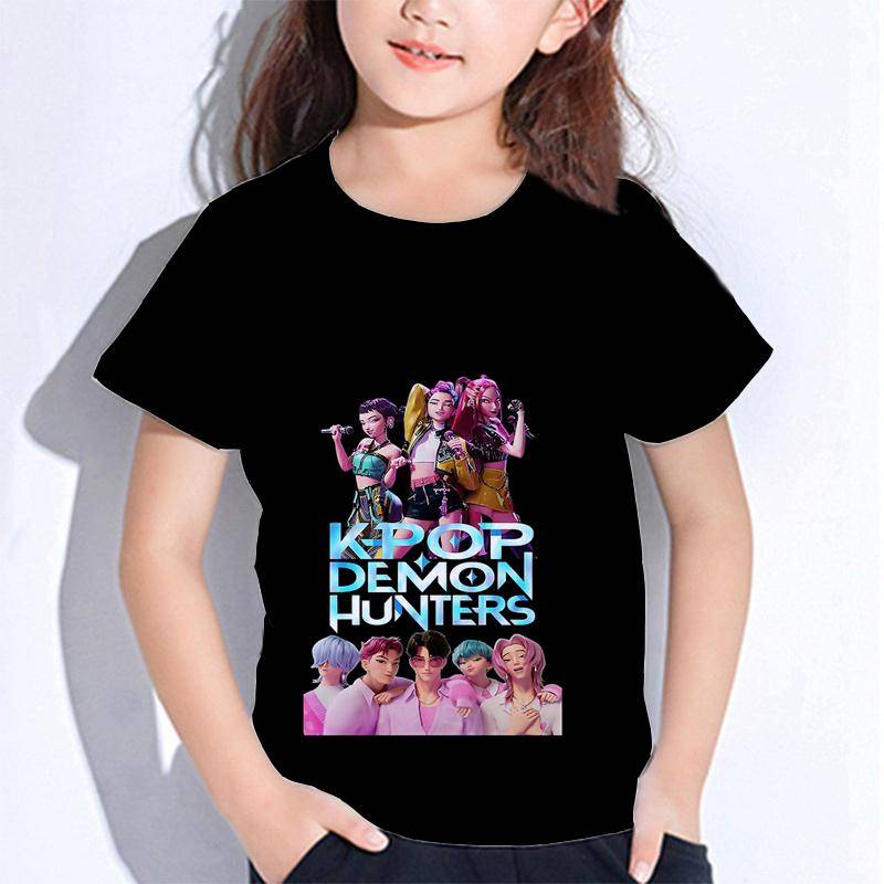 Sommer Huntrix Girl Kpop T-Shirts Kinder Dämonenjäger T-Shirt Zoey Rumi Mira Jungen Mädchen Kurzarm Tops Locker O-Ausschnitt Kinderkleidung 120 navy blau von Joom DACH