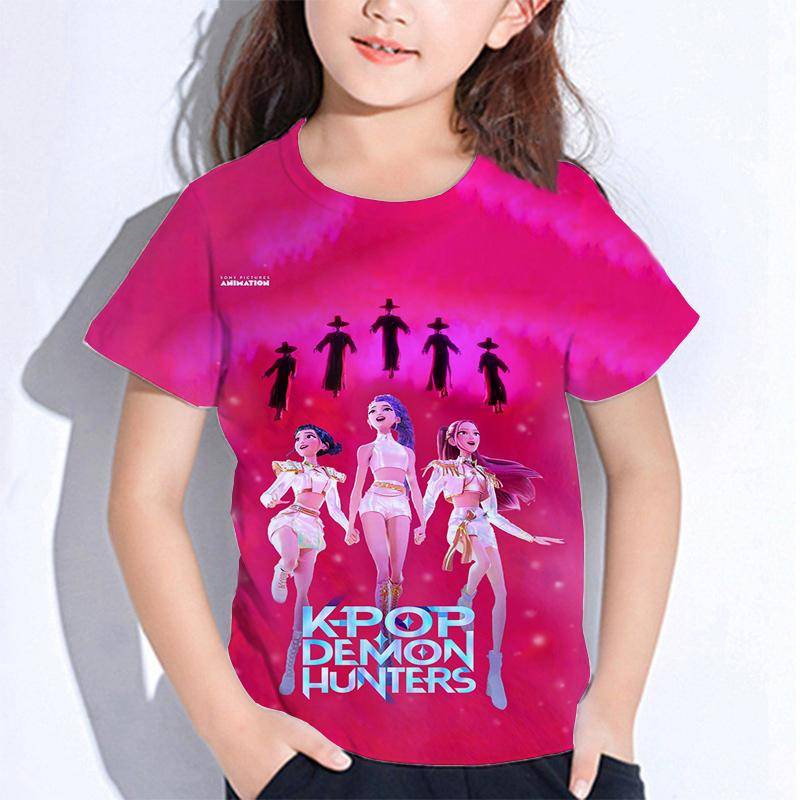 Sommer Huntrix Girl Kpop T-Shirts Kinder Dämonenjäger T-Shirt Zoey Rumi Mira Jungen Mädchen Kurzarm Tops Locker O-Ausschnitt Kinderkleidung 120 grau von Joom DACH