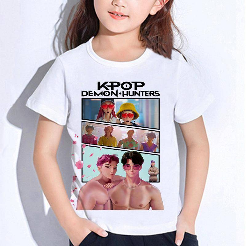 Sommer Huntrix Girl Kpop T-Shirts Kinder Dämonenjäger T-Shirt Zoey Rumi Mira Jungen Mädchen Kurzarm Tops Locker O-Ausschnitt Kinderkleidung 130 blau von Joom DACH