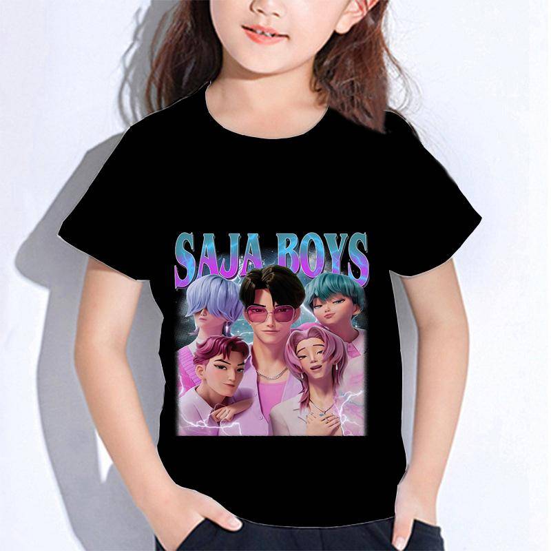 Sommer Huntrix Girl Kpop T-Shirts Kinder Dämonenjäger T-Shirt Zoey Rumi Mira Jungen Mädchen Kurzarm Tops Locker O-Ausschnitt Kinderkleidung 130 silber von Joom DACH
