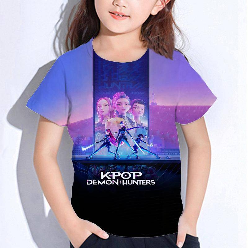 Sommer Huntrix Girl Kpop T-Shirts Kinder Dämonenjäger T-Shirt Zoey Rumi Mira Jungen Mädchen Kurzarm Tops Locker O-Ausschnitt Kinderkleidung 140 braun von Joom DACH