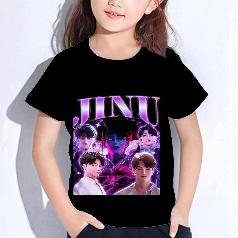 Sommer Huntrix Girl Kpop T-Shirts Kinder Dämonenjäger T-Shirt Zoey Rumi Mira Jungen Mädchen Kurzarm Tops Locker O-Ausschnitt Kinderkleidung 160 gold von Joom DACH