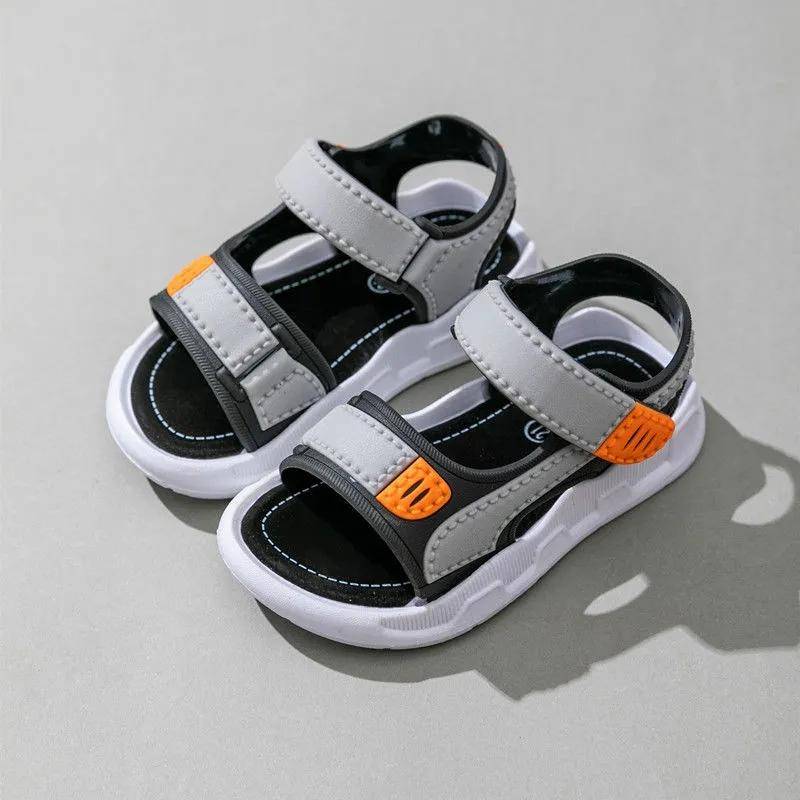 Sommer Kinder Sandalen Atmungsaktive Jungen Sandalen Weiche Bequeme Kinderschuhe Outdoor Strand Kinder Leichte Sandale 21 grau von Joom DACH