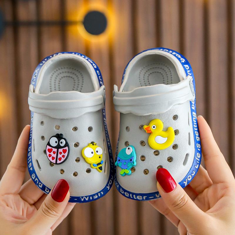 Sommer Kinder Sandalen Jungen Mädchen Maultiere Cartoon Baby Hausschuhe Flache Sommer Cartoon Kinder Garten Schuhe 22 grau von Joom DACH