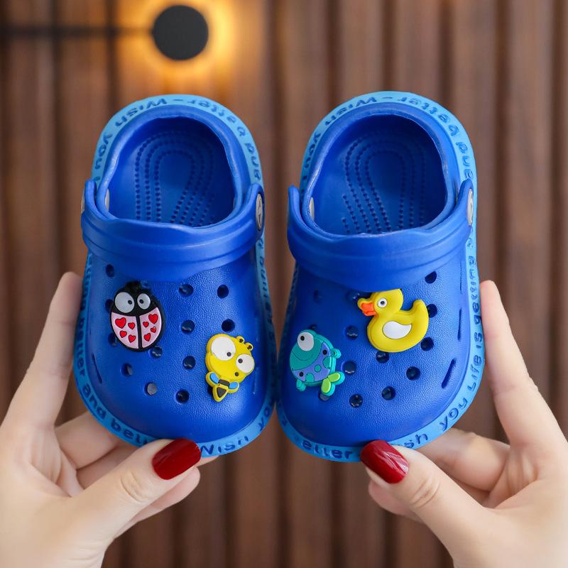 Sommer Kinder Sandalen Jungen Mädchen Maultiere Cartoon Baby Hausschuhe Flache Sommer Cartoon Kinder Garten Schuhe 23 blau von Joom DACH