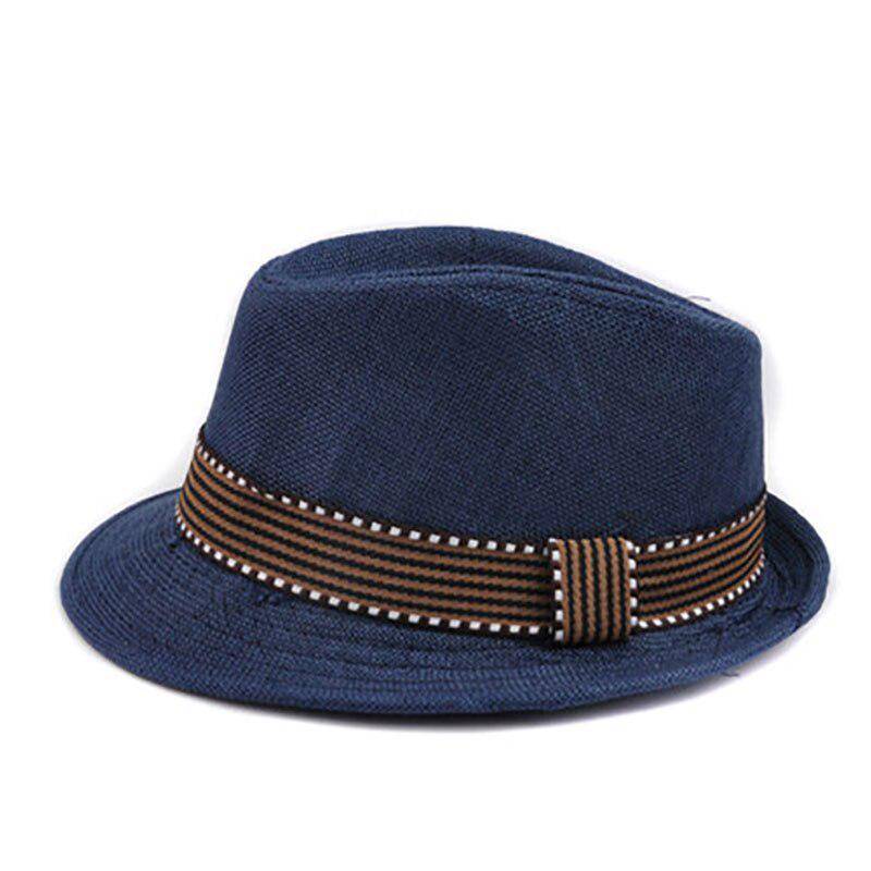 Sommer Kinder Sonnenhut Vintage Jungen Western Cowboy Hüte Kinder breite Krempe Jazz Cap blau von Joom DACH