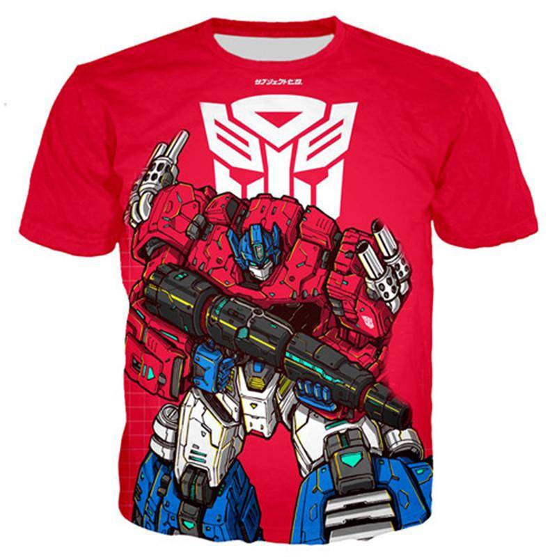 Sommer Kinder T-Shirts Kurzarm Autobots Transformation Roboter Druck Junge Kinder T-shirt Bumblebee Jungen T-Shirts Kleidung 120 von Joom DACH