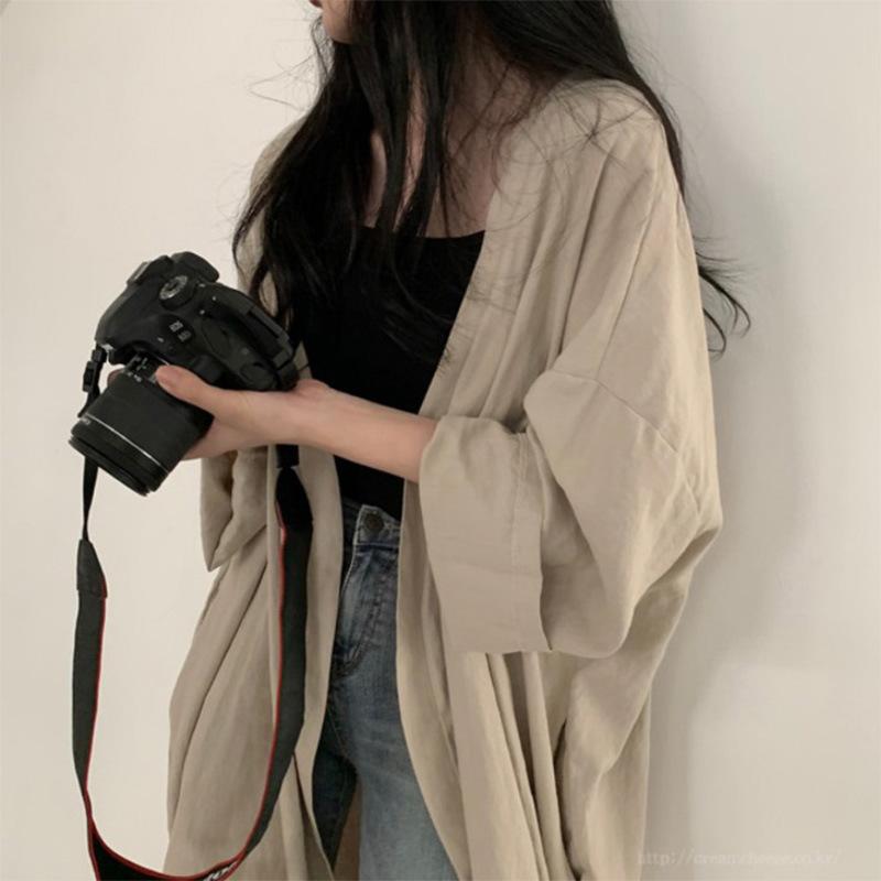 Sommer Koreanische Lose Langarm Strickjacke Jacke Damen Hemd Einfarbig Dünne Windjacke Sonnenschutz Jacke Damenbekleidung M von Joom DACH