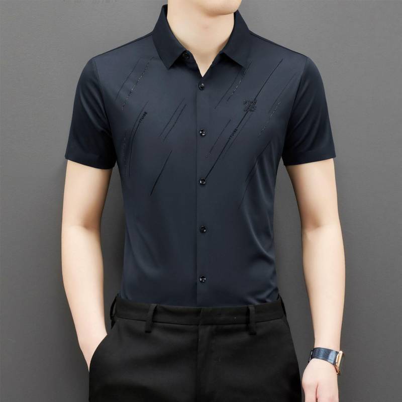 Sommer Kurzarm Neue Nahtlose Männer Hemd Trendy Junge und Mittleren Alters Business Reine Farbe Dünne Hemd L von Joom DACH