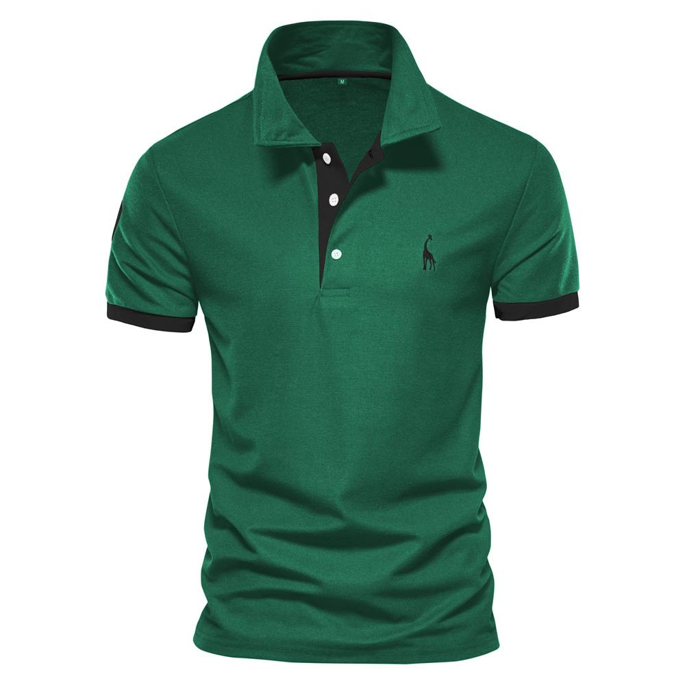 Sommer Kurzarm T-Shirt Herren Polo Business Casual Poloshirt Herren Slim Fashion Herren Polo Baumwolle Hochwertiges T-Shirt Einfach Outdoor M grün von Joom DACH