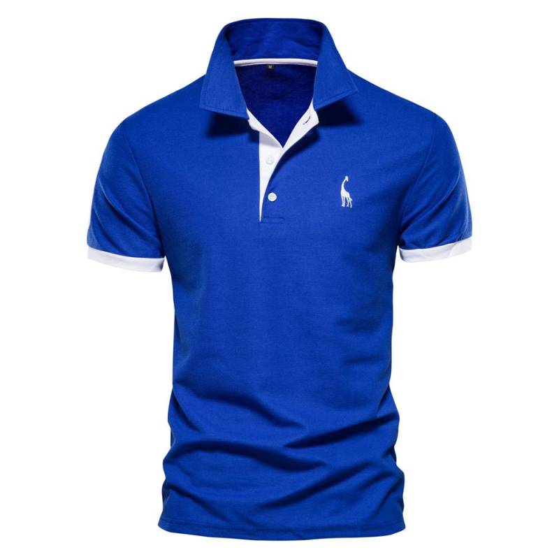 Sommer Kurzarm T-Shirt Herren Polo Business Casual Poloshirt Herren Slim Fashion Herren Polo Baumwolle Hochwertiges T-Shirt Einfach Outdoor XXL blau von Joom DACH