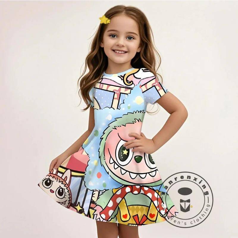 Sommer L-LABUBU-A 3D Kleid Mädchen Cartoon Druck Niedlich Partykleidung Leichter Stoff Modisch Erschwinglich Heißer Verkauf 110 von Joom DACH