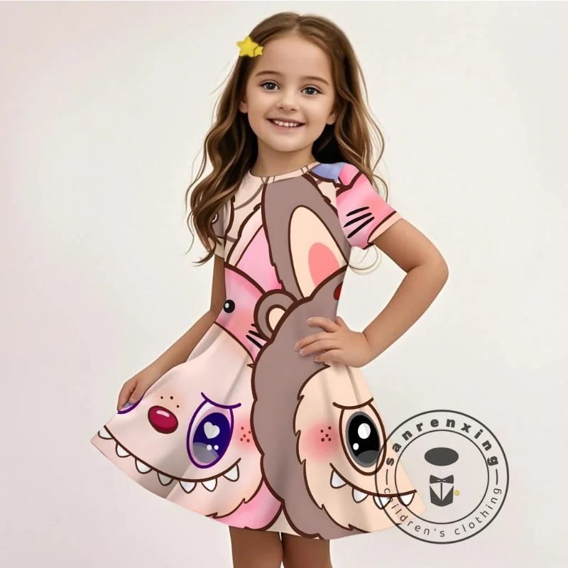 Sommer L-LABUBU-A 3D Kleid Mädchen Cartoon Druck Niedlich Partykleidung Leichter Stoff Modisch Erschwinglich Heißer Verkauf 120 von Joom DACH