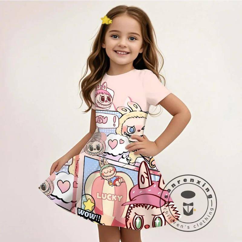 Sommer L-LABUBU-A 3D Kleid Mädchen Cartoon Druck Niedlich Partykleidung Leichter Stoff Modisch Erschwinglich Heißer Verkauf 130 von Joom DACH