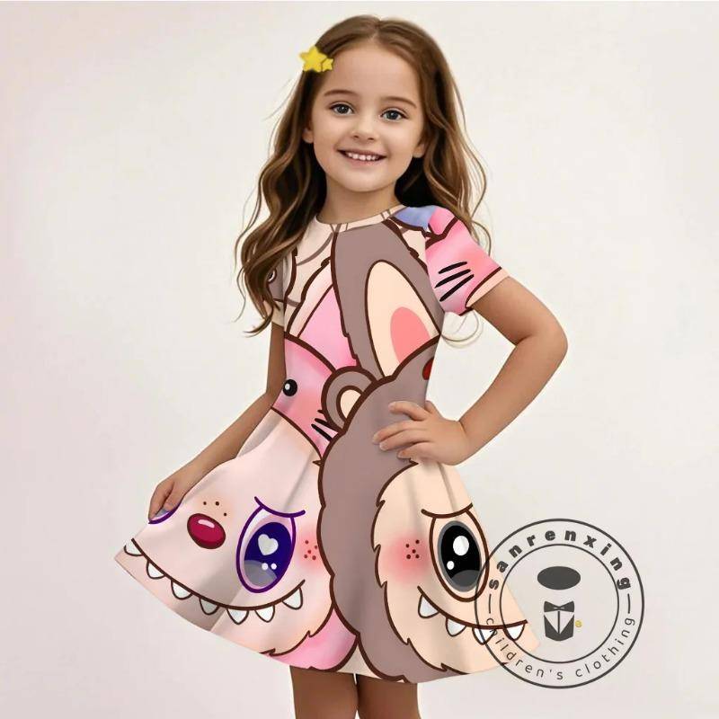 Sommer L-LABUBU-A 3D Kleid Mädchen Cartoon Druck Niedlich Partykleidung Leichter Stoff Modisch Erschwinglich Heißer Verkauf 170 von Joom DACH