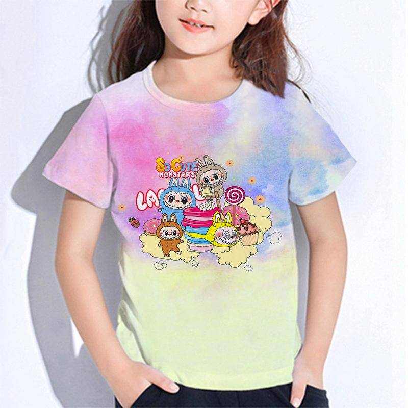 Sommer Labubu Kinder T-Shirts Cartoon Die Monster Oberteile für Jungen Mädchen Kurzarm Kinder T-Shirts Kleinkind Outfits Baby Oberbekleidung Kleidung 140 hellbraun von Joom DACH