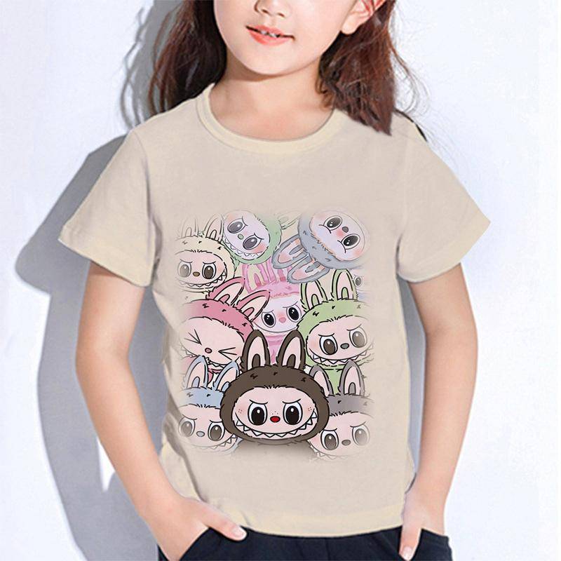 Sommer Labubu Kinder T-Shirts Cartoon Die Monster Oberteile für Jungen Mädchen Kurzarm Kinder T-Shirts Kleinkind Outfits Baby Oberbekleidung Kleidung 150 mandel von Joom DACH