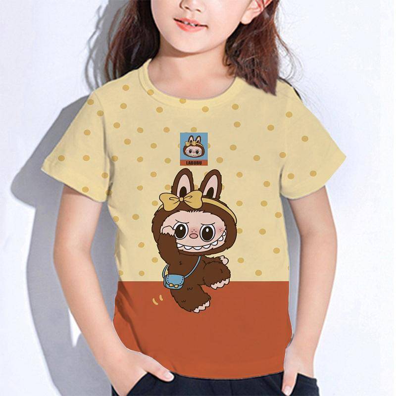 Sommer Labubu Kinder T-Shirts Cartoon Die Monster Oberteile für Jungen Mädchen Kurzarm Kinder T-Shirts Kleinkind Outfits Baby Oberbekleidung Kleidung 160 elfenbein von Joom DACH