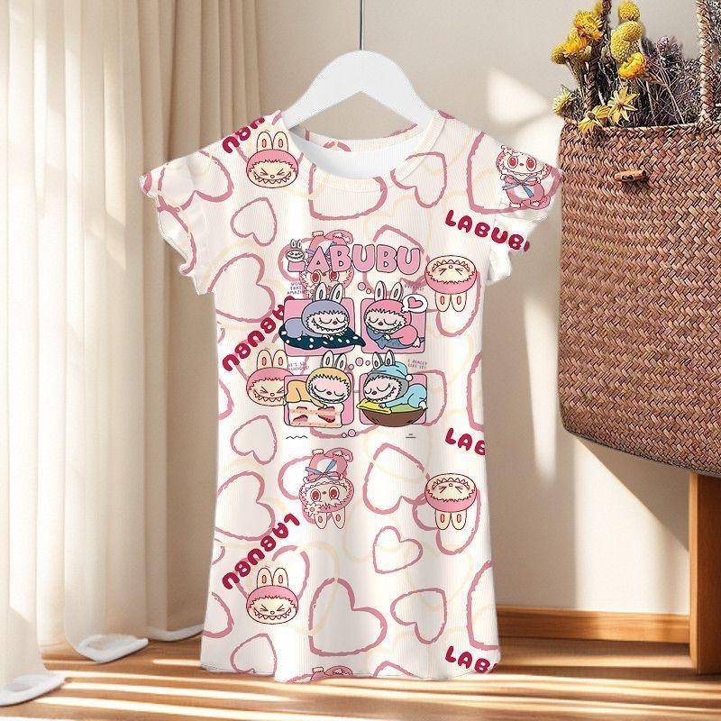 Sommer Mädchen-Nachthemden, Eisseide Kinderpyjamas, Klimatisierte Anzüge und Hauskleidung 120 von Joom DACH