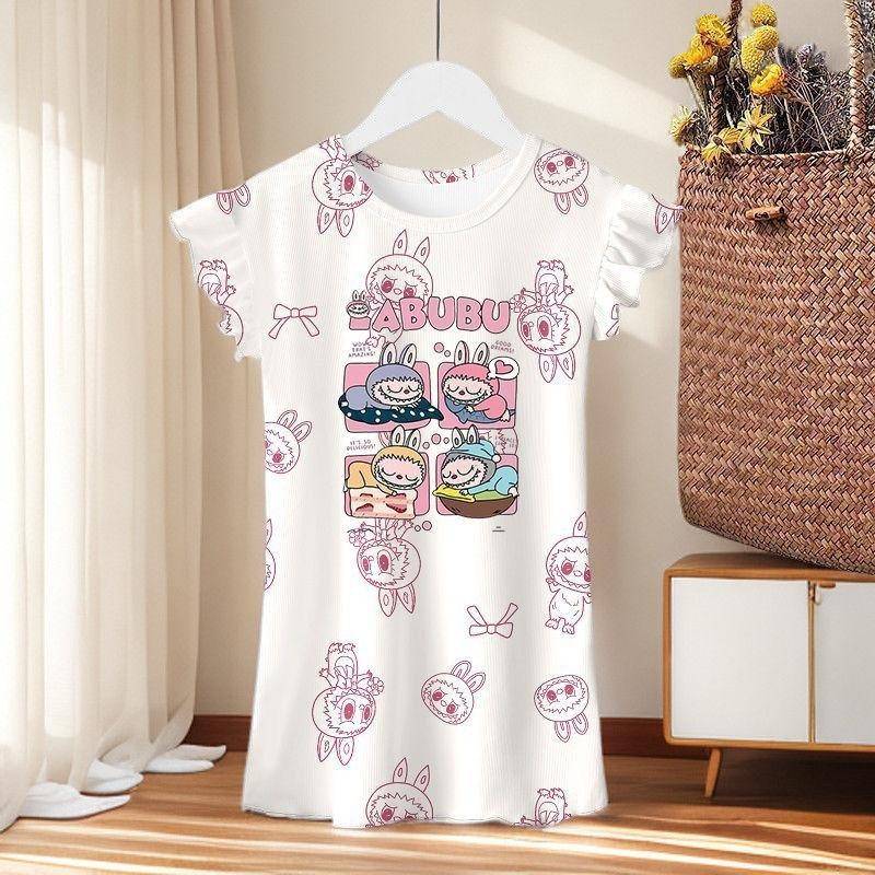 Sommer Mädchen-Nachthemden, Eisseide Kinderpyjamas, Klimatisierte Anzüge und Hauskleidung 140 von Joom DACH