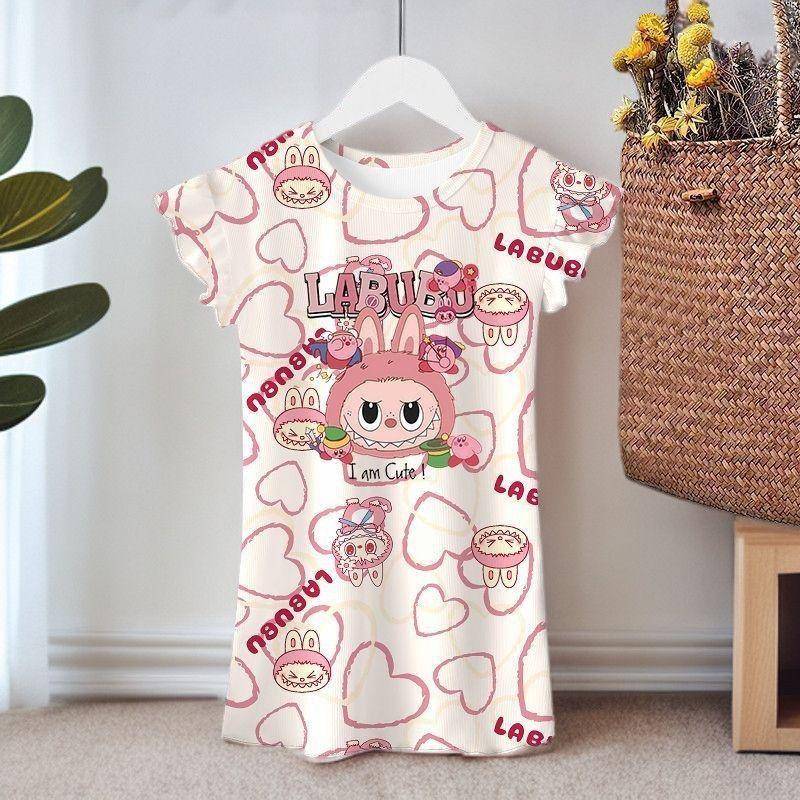 Sommer Mädchen-Nachthemden, Eisseide Kinderpyjamas, Klimatisierte Anzüge und Hauskleidung 140 von Joom DACH