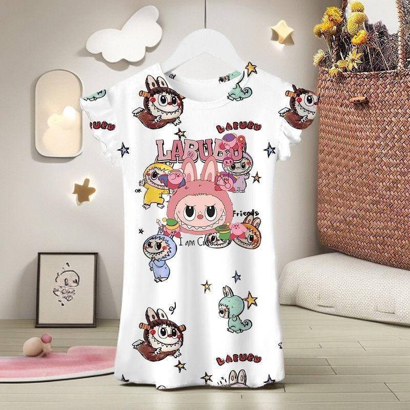 Sommer Mädchen-Nachthemden, Eisseide Kinderpyjamas, Klimatisierte Anzüge und Hauskleidung 140 von Joom DACH