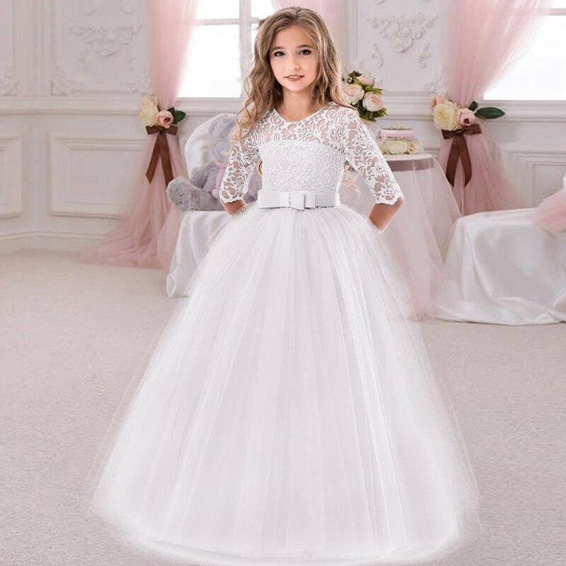 Sommer Langarm Mädchen Party Kleid Hochzeit Kleid Kinder Kleider Für Mädchen Kinder Abend Spitze Prinzessin Kleid 140cm von Joom DACH