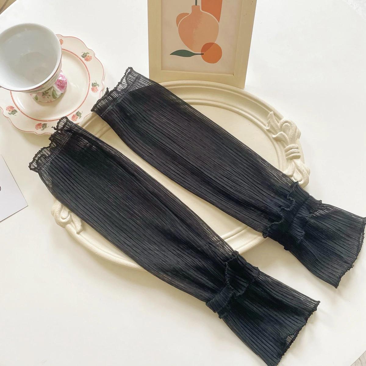 Sommer Lange Fingerlose Handschuhe Frauen Sonnenschutz Ärmel Handschuhe Dame Dünne Spitze Mesh Armmanschette Sonnenschutz UV Atmungsaktive Fäustlinge schwarz von Joom DACH