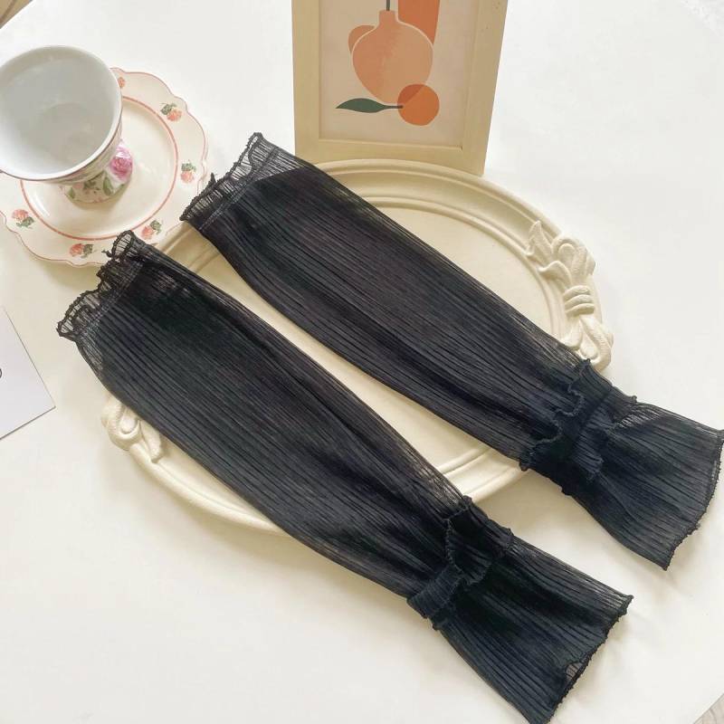 Sommer Lange Fingerlose Handschuhe Frauen Sonnenschutz Ärmel Handschuhe Dame Dünne Spitze Mesh Armmanschette Sonnenschutz UV Atmungsaktive Fäustlinge schwarz von Joom DACH