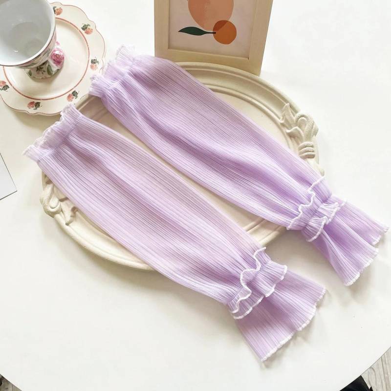 Sommer Lange Fingerlose Handschuhe Frauen Sonnenschutz Ärmel Handschuhe Dame Dünne Spitze Mesh Armmanschette Sonnenschutz UV Atmungsaktive Fäustlinge violett von Joom DACH