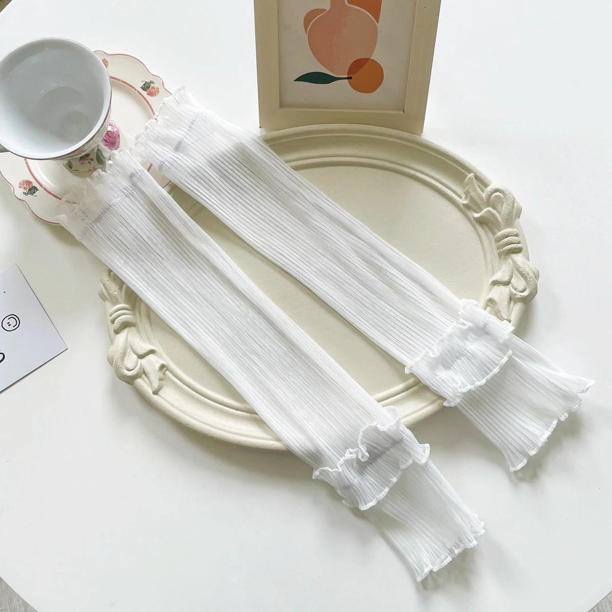 Sommer Lange Fingerlose Handschuhe Frauen Sonnenschutz Ärmel Handschuhe Dame Dünne Spitze Mesh Armmanschette Sonnenschutz UV Atmungsaktive Fäustlinge weiß von Joom DACH