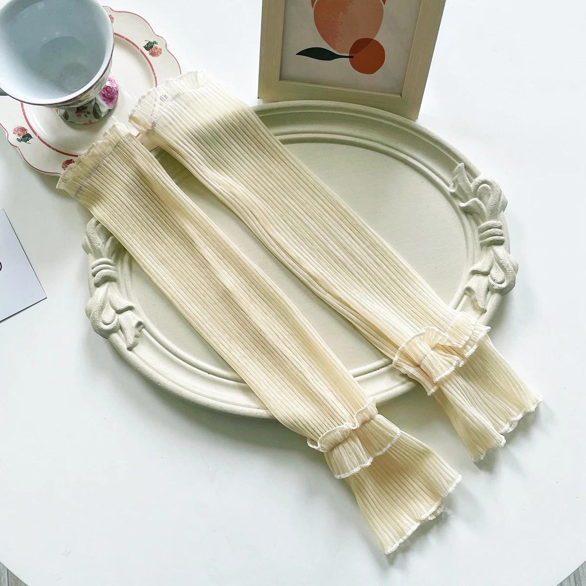 Sommer Lange Fingerlose Handschuhe Frauen Sonnenschutz Ärmel Handschuhe Dame Dünne Spitze Mesh Armmanschette Sonnenschutz UV Atmungsaktive Fäustlinge gelb von Joom DACH