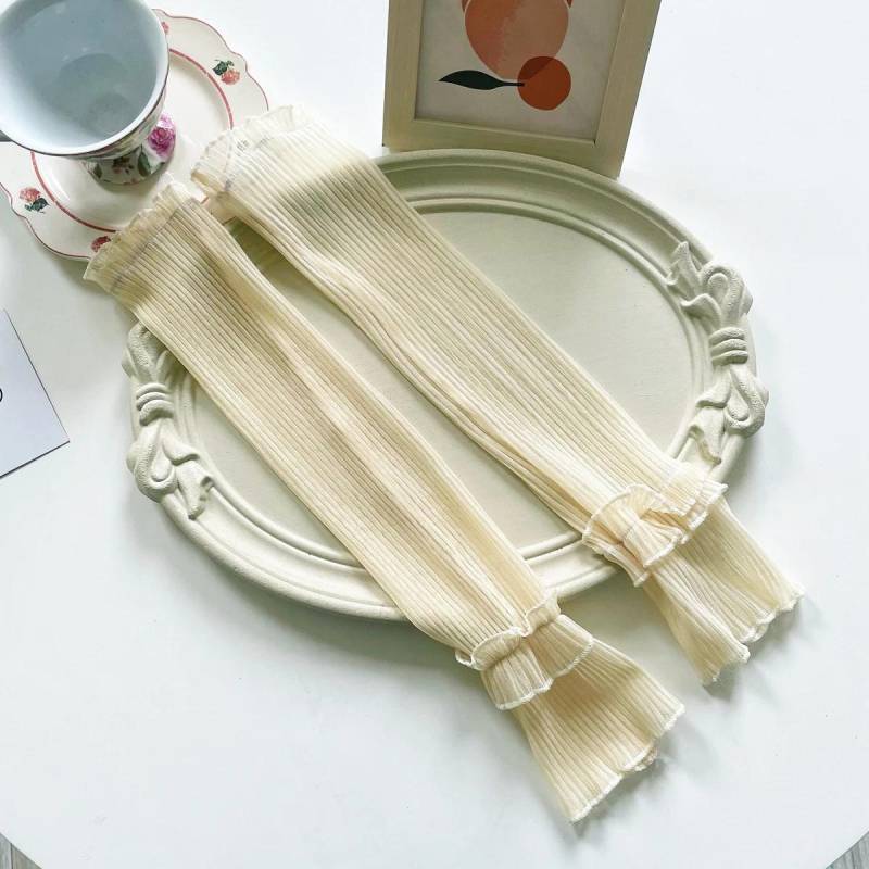 Sommer Lange Fingerlose Handschuhe Frauen Sonnenschutz Ärmel Handschuhe Dame Dünne Spitze Mesh Armmanschette Sonnenschutz UV Atmungsaktive Fäustlinge gelb von Joom DACH