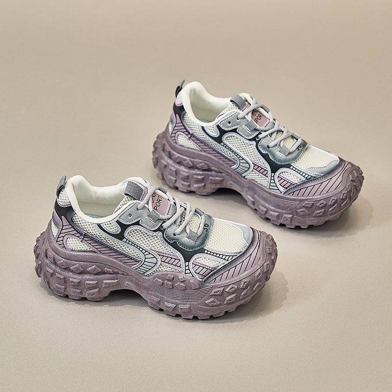 Sommer Lila Einzelnes Mesh Dad Schuhe Damen Plateau Schuhe Neue Damenschuhe Mesh Dünner Sneaker Atmungsaktiv 40 violett von Joom DACH