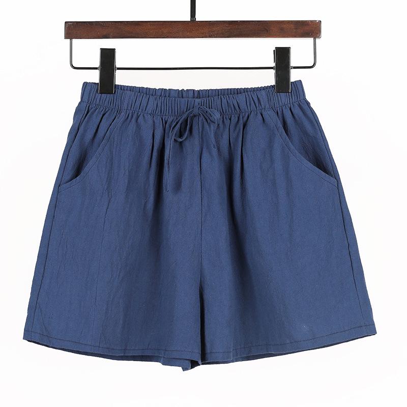 Sommer Lose Baumwolle Leinen Plus Größe Sport Casual Einfarbig Tasche Shorts frauen Breite bein Hosen XL von Joom DACH