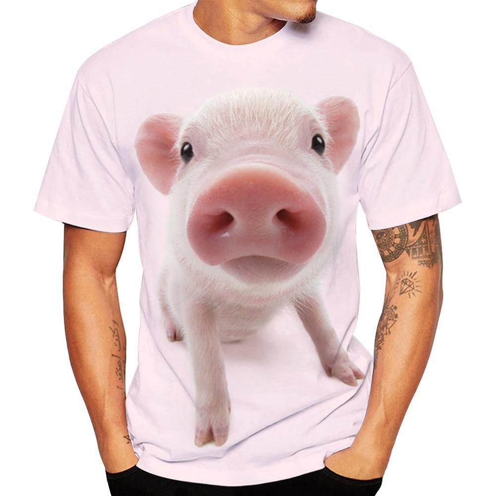Sommer Lustige Schwein T-Shirts Nette Tier 3D Print Street Männer Frauen Casual Mode Übergroßen T Shirt Kinder Tees Tops kleidung 2XL von Joom DACH