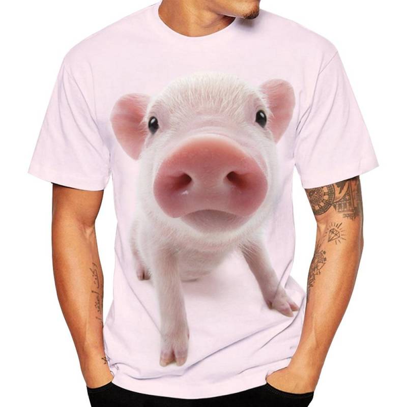 Sommer Lustige Schwein T-Shirts Nette Tier 3D Print Street Männer Frauen Casual Mode Übergroßen T Shirt Kinder Tees Tops kleidung 2XL von Joom DACH