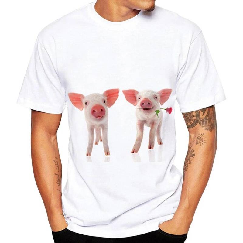 Sommer Lustige Schwein T-Shirts Nette Tier 3D Print Street Männer Frauen Casual Mode Übergroßen T Shirt Kinder Tees Tops kleidung L von Joom DACH