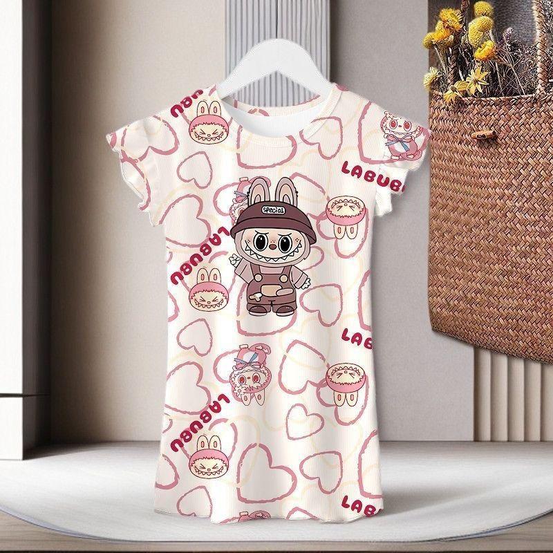 Sommer Mädchen-Nachthemden, Eisseide Kinderpyjamas, Klimatisierte Anzüge und Hauskleidung 130 von Joom DACH