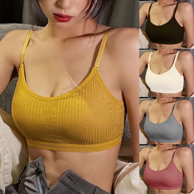 Sommer Mädchen Tank Crop Top Nahtlose Sexy Rohr Tops Gepolsterter Bh Weiblichen Frühling Sport Unterwäsche Bralette Weiche Drahtlose Büstenhalter One size grau von Joom DACH