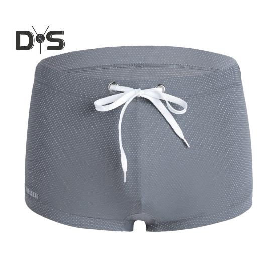 Sommer Männer Badeshorts Low-rise Einfarbig Strand Enge Badehose mit Taille Krawatte Badeanzug Sport Surf Shorts Badehose M grau von Joom DACH